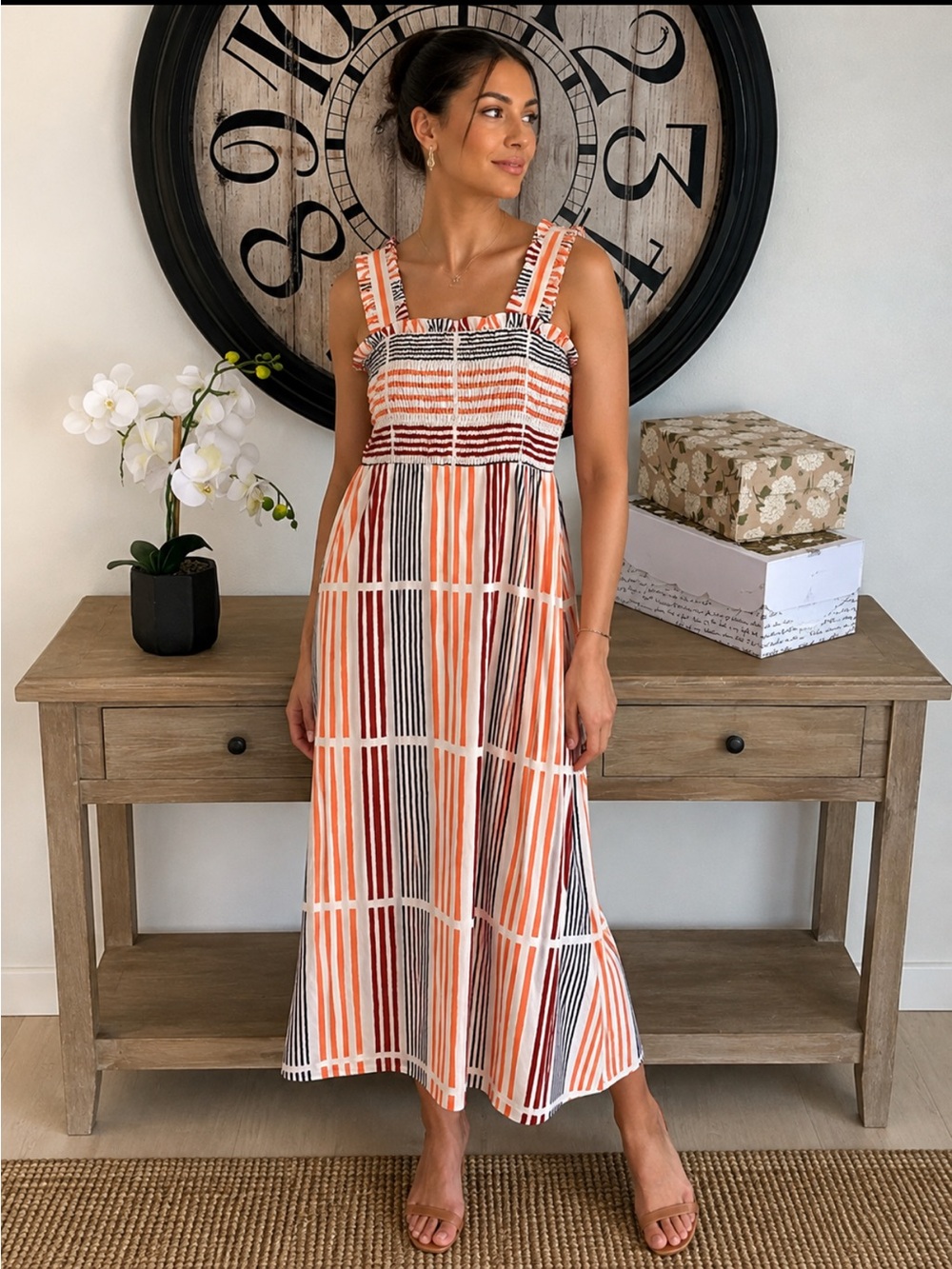 Donna Morgan Smocked Striped Sundress